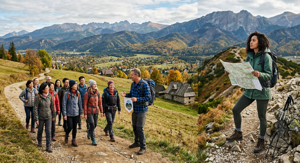 A professional editorial photograph capturing a diverse group of tourists in the scenic Lesser Polan